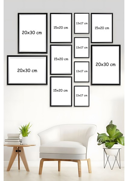 11 Parça Çerçeve Görünümlü Mdf Tablo Seti