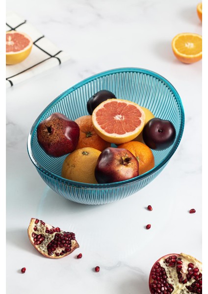 Akrilik Barok Aquamarin Büyük Oval Meyve & Salata Kasesi & Karıştırma Kabı / 3,3 Lt (Cam Değildir) modelleri