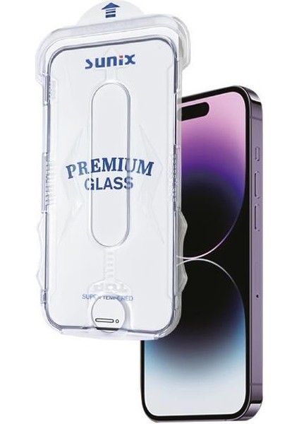 iPhone 14 Pro Ile Uyumlu Kolay Uygulama Aparatlı Premium Ekran Koruyucu Cam