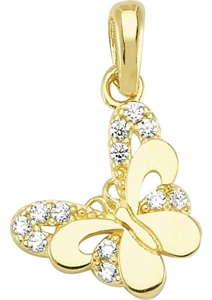 14 Ayar Kelebek Taşlı Altın Kolye Ucu 0,61 gr