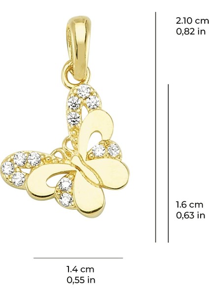 14 Ayar Kelebek Taşlı Altın Kolye Ucu 0,61 gr fiyatları