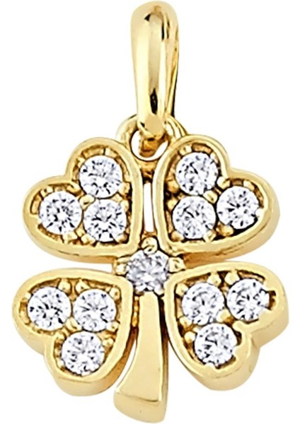 14 Ayar Altın Taşlı Yonca Kolye Ucu 0,97 gr