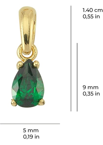 14 Ayar Zümrüt Taşlı Altın Kolye Ucu 0,54 gr fiyatları