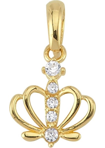 14 Ayar Taç Taşlı Altın Kolye Ucu 0,56 gr