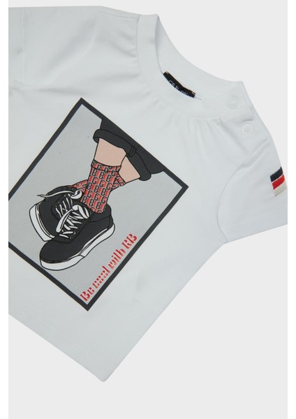 Bg Store Erkek Bebek Beyaz T-Shirt 23PFWBG1524