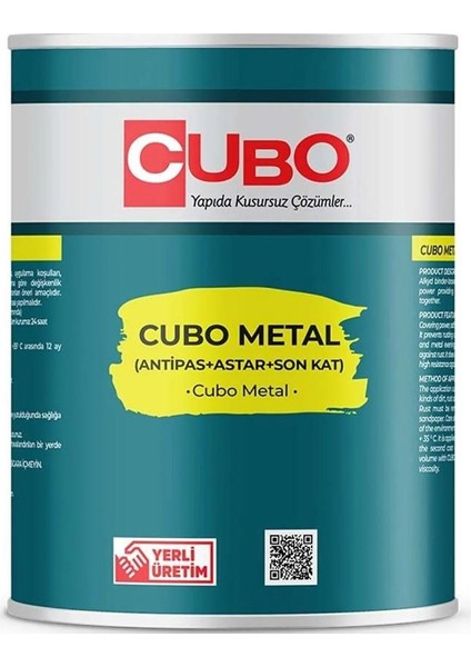 Cubo Metal Pas Boyası Ral 7016 Antrasit Gri 2,5 Litre