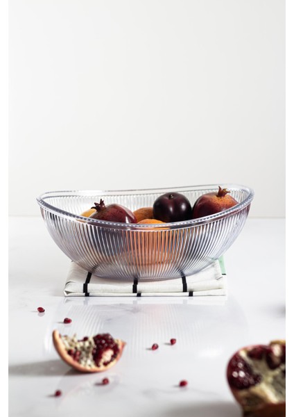 Akrilik Barok Şeffaf Büyük Oval Meyve & Salata Kasesi & Karıştırma Kabı / 3,3 Lt (Cam Değildir) fiyatları