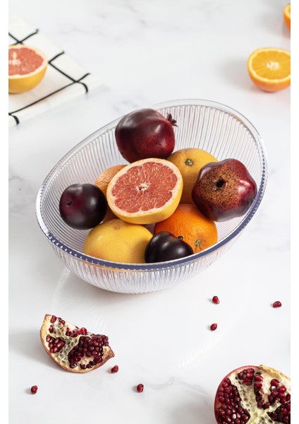 Akrilik Barok Şeffaf Büyük Oval Meyve & Salata Kasesi & Karıştırma Kabı / 3,3 Lt (Cam Değildir) modelleri