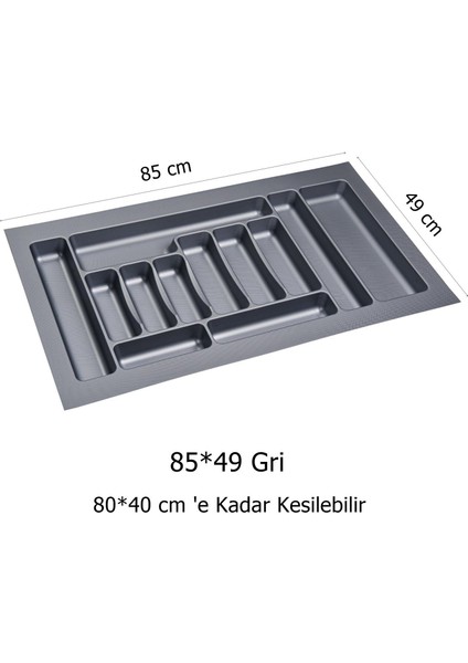 2 Adet Çekmece Içi Kaşıklık 85 x 49 cm Gri Mutfak Çekmece Düzenleyici