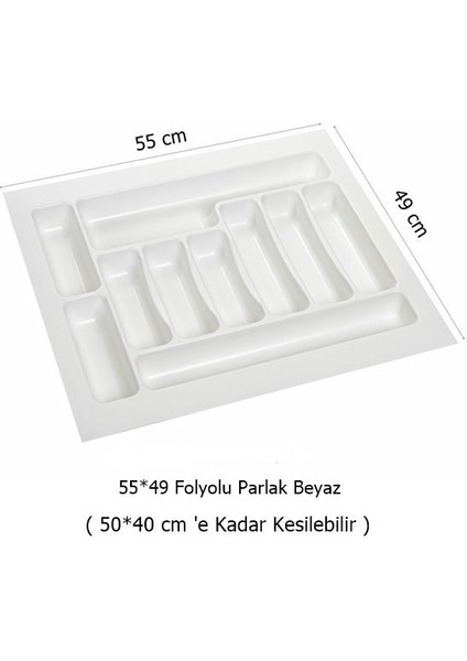 2 Adet Çekmece Içi Kaşıklık 55 x 49 cm Beyaz Mutfak Çekmece Düzenleyici