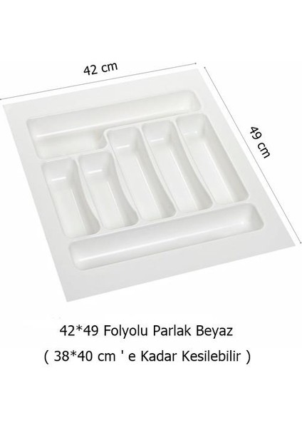 2 Adet Çekmece Içi Kaşıklık 42 x 49 cm Beyaz Mutfak Çekmece Düzenleyici