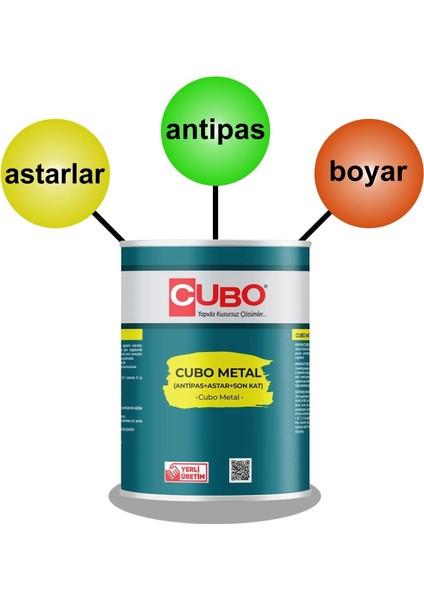 Cubo Metal Pas Boyası Beyaz 0,75 Litre