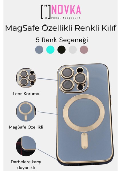 iPhone 12 Uyumlu Magsafe Özellikli Lens Korumalı Lazerli Renkli Kılıf Pudra Pembe