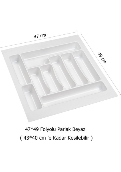 2 Adet Çekmece Içi Kaşıklık 47 x 49 cm Beyaz Mutfak Çekmece Düzenleyici
