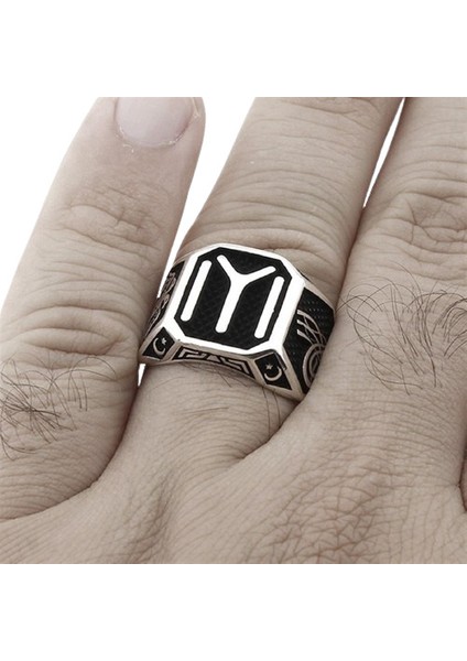 Erkek Yüzük Gümüş 925 Taşsız Yı Kayı Kartal ve Osmanlı Tuğra fiyatları