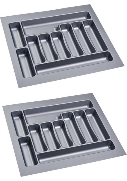 2 Adet Çekmece Içi Kaşıklık 55 x 49 cm Gri Mutfak Çekmece Düzenleyici