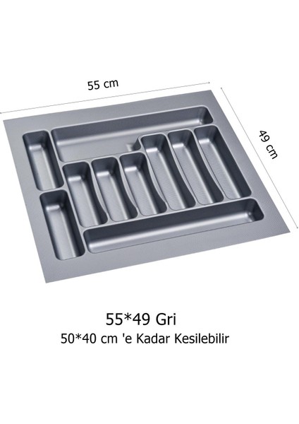 2 Adet Çekmece Içi Kaşıklık 55 x 49 cm Gri Mutfak Çekmece Düzenleyici