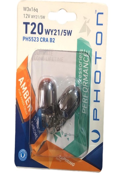 T20 WY21/51W Çift Devre Krom Amber Ateş Turuncu