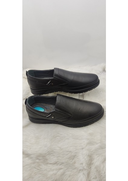 Çiğdem Deri Siyah Topuk Jelli Erkek Ayakkabı (4) - Siyah - 48 - ST01137-SİYAH-48