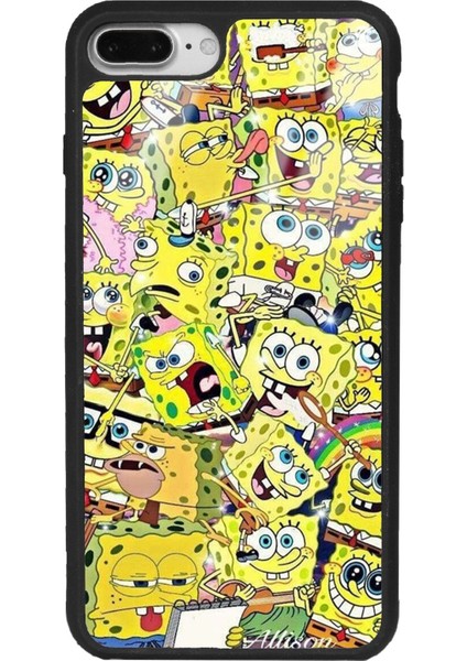 Apple iPhone 7 Plus - 8 Plus Sünger Bob Tasarımlı Glossy Telefon Kılıfı