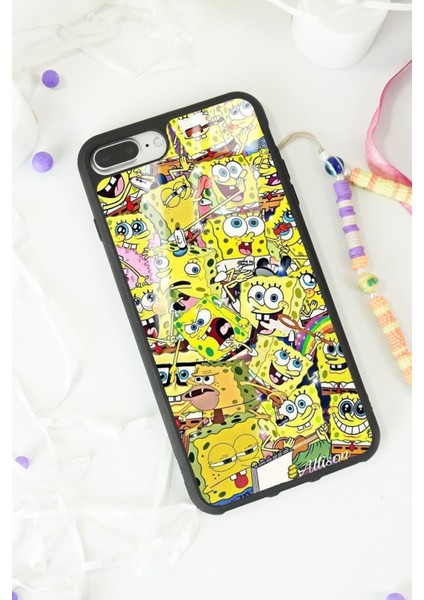 Apple iPhone 7 Plus - 8 Plus Sünger Bob Tasarımlı Glossy Telefon Kılıfı fiyatları