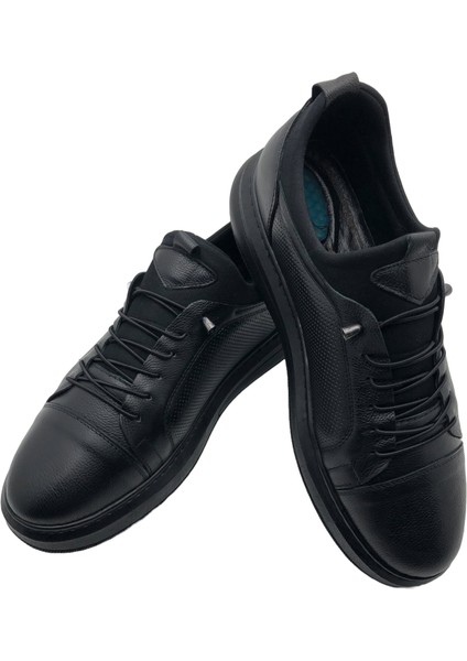 Deri Siyah Topuk Jelli Ayakkabı (6) - Full-Siyah - 45