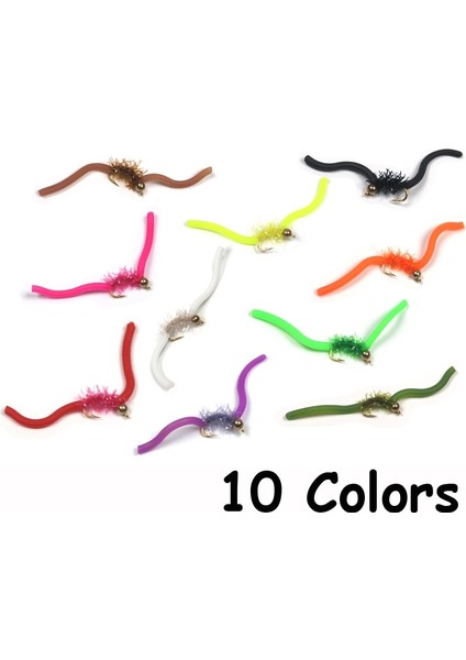 Lumo Yeşil 10'lu Stil Icerıo Bir Juan Solucan Pirinç Boncuk Kafası Squirmy Solucan Sinek Alabalık Sinek Balık Tutma Perileri Lures #10 (Yurt Dışından)