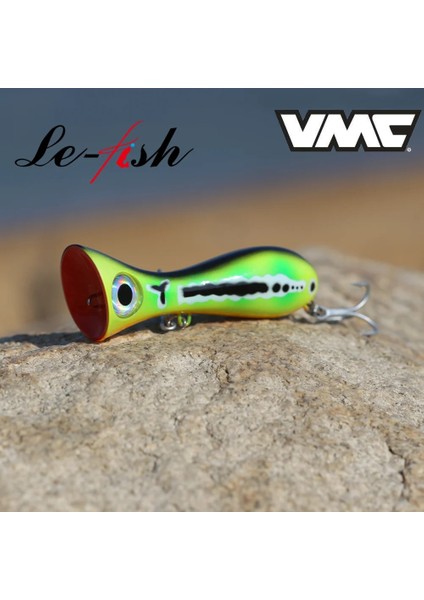 Renk E Stili Le Fish Big Game Lure G New Popper Fishing Lures Top Water Hard Bait 3D Eyes Big Mouth Popper Lure With Vm Hook (Yurt Dışından)