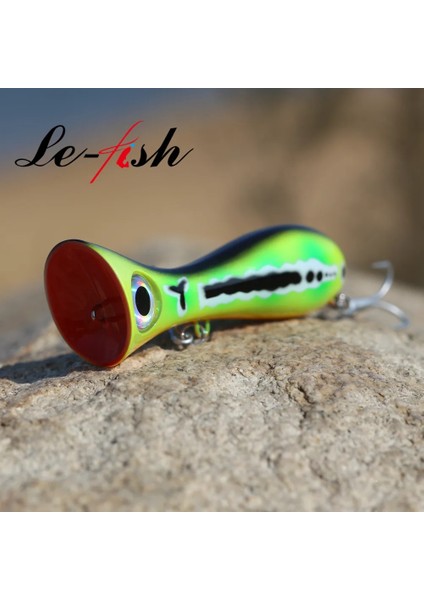 Renk E Stili Le Fish Big Game Lure G New Popper Fishing Lures Top Water Hard Bait 3D Eyes Big Mouth Popper Lure With Vm Hook (Yurt Dışından)