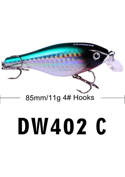 8.4cm 11G Renkli C Stili Proberos Crankbait Balıkçılık Yemleri Karışık Boyutlu Trolling Minnow Yapay Krank Bas Yemler Wobbler Alabalık Sazan Olta Takımı (Yurt Dışından)