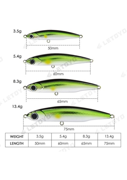 L Tarzı 8.3g 65MM Letoyo Batan Kalem Cazibesi 3.5g.4g.3g.4g Kıyı Döküm Balıkçılık Cazibesi Uzun Döküm Mikro Yapay Yem Deniz Balıkçılığı Için (Yurt Dışından) fırsatları