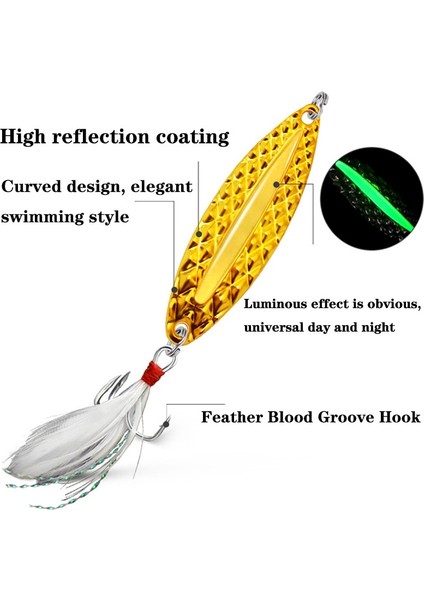 Gümüş Işıklı Stil 15G 60MM 1 Adet Metal Luminouer Kaşık Fshing Lures 7g 10G 15G Bas Yapay Yem Tüy Tiz Kanca Wobbles Deniz Pesca Mücadele (Yurt Dışından)
