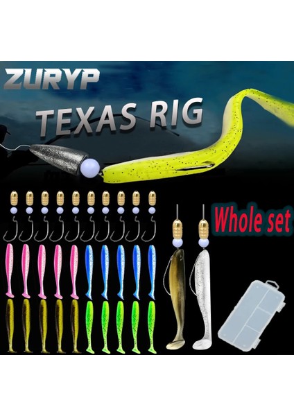 Menekşe Tarzı 5.5cm Texas Rig Tam Set Silikon Yumuşak Yem Olta Kancası Mermi Şeklindeki Paslanmaz Çelik Fren Boncuk Seti Seti Yem Seti Balıkçılık Lures (Yurt Dışından)