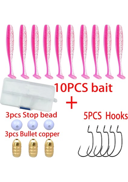 Gök Mavisi Tarzı 5.5cm Texas Rig Tam Set Silikon Yumuşak Yem Olta Kancası Mermi Şeklindeki Paslanmaz Çelik Fren Boncuk Seti Seti Yem Seti Balıkçılık Lures (Yurt Dışından)