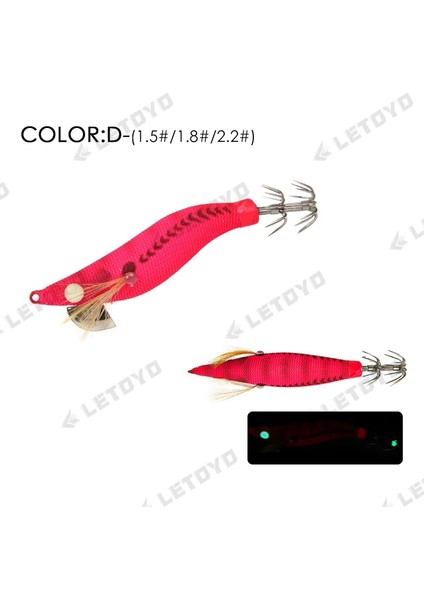 D Stili 3.7g Letoyo Mini Kalamar Jig 1.5#1.8#2.2# Sahte Karides Kalamar Kanca Aydınlık Jig Balıkçılık Cazibesi Ahtapot Yemi Mürekkepbalığı Deniz Takımı (Yurt Dışından)