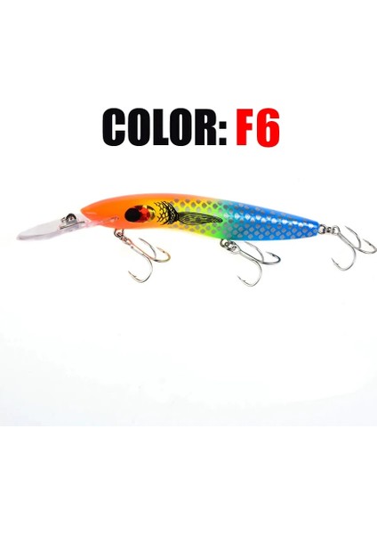 F6 Stili M 26G Minnow Balıkçılık Lures Derin Dalış Plastik Yapay Crankabit Wobbler Tiz Kancalar Levrek Pike Olta Takımı (Yurt Dışından)