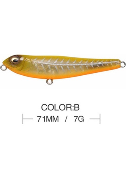 B 71MM-7G Stili G Yeni Topwater Kalem Wtd Yüzey Balıkçılık Cazibesi Köpek Yürümek Yapay Tuzlu Su Sert Yem Bass Plastik Yürüteç Takımı (Yurt Dışından)