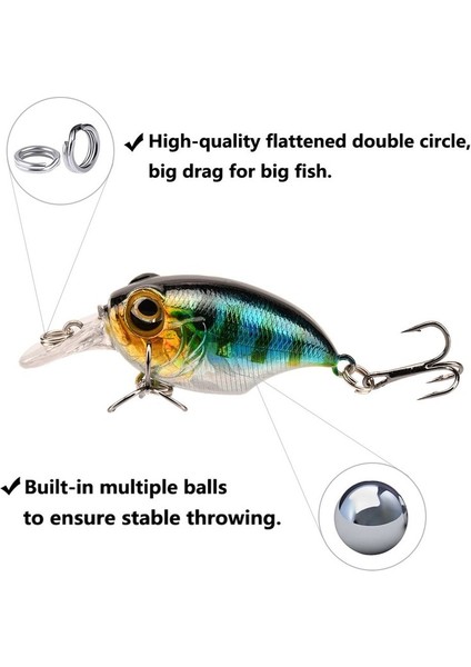 Bir Stil 1 Adet Wobbler Balıkçılık Cazibesi Büyük Crankbait Minnow Bas Trolling Pike Sazan Lures 8 Renk 5.8cm.2g Yapay Yem Olta Takımı (Yurt Dışından)