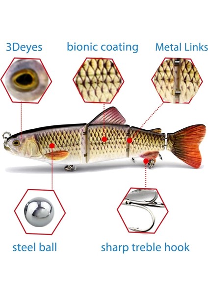 NO.379 Tarzı LUR16.5CM 42G Gerçekçi 4 Eklemli Bölümler Balıkçılık Cazibesi Alabalık Swimbait Balıkçılık Cazibesi Sert Yem Metal Bağlantılı Olta Takımı (Yurt Dışından)