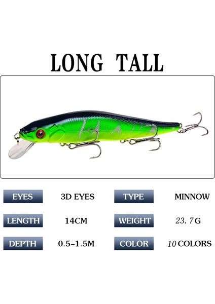 Bir Stil G Minnow Balıkçılık Lures Wobbler Sert Yemler Crankbait Abs Yapay Cazibesi Bas Pike Olta Takımı (Yurt Dışından)
