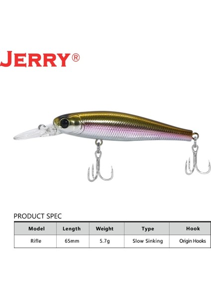 Yeşil Mor Tarzı 65 mm Jerry Tüfek Alabalık Minnow Sert Lures Rock G Balıkçılık Pislik Bait Bas Yavaş Batan Fiş 4.8g'de Olta Balıkçılığı (Yurt Dışından)