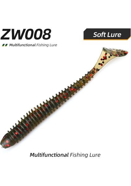 ZW08 Stili 8 Adet 86MM 3.2g Ardea Yapay Silikon Yumuşak Yem G Solucanlar Swimbaits Balıkçılık Cazibesi T-Kuyruk Yemler Bas Sinek Balıkçılık Yem Grub Cazibesi (Yurt Dışından)