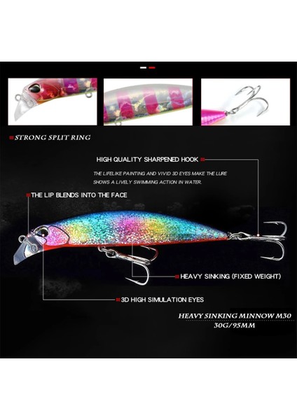 J Tarzı 30G 9 5cm 2020 Minnow Balıkçılık Cazibesi Yem WEIGHTS30G.2CM Kış Mücadele Pesca Tuzlu Su Lures Articulos De Pesca Isca Yapay Sahte Balık (Yurt Dışından)