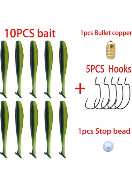 Koyu Gri Tarzı 7cm Texas Rig Full Set 5. Silicone Soft Bait Wobblers For Pike Bait Fish Hook Bullet-Shaped Braker Bead Set Bait Set (Yurt Dışından)