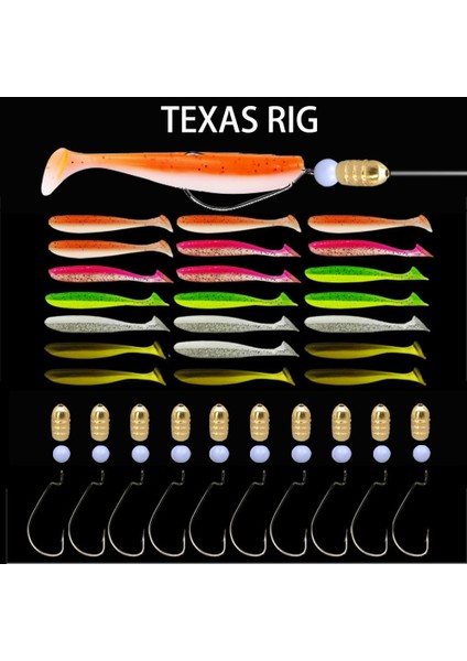 Koyu Gri Tarzı 7cm Texas Rig Full Set 5. Silicone Soft Bait Wobblers For Pike Bait Fish Hook Bullet-Shaped Braker Bead Set Bait Set (Yurt Dışından)