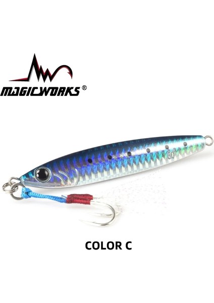 Renk C Stili 80G Sihirli Işler Metal Jig Kaşık Balıkçılık Cazibesi 60G 80G Yapay Yem Kıyı Yavaş Jig Sert Yem Levrek Olta Takımı (Yurt Dışından)