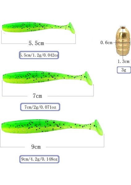 Koyu Gri Tarzı 7cm Texas Rig Full Set 5. Silicone Soft Bait Wobblers For Pike Bait Fish Hook Bullet-Shaped Braker Bead Set Bait Set (Yurt Dışından)