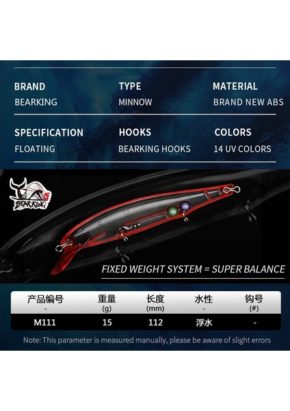 K Tarzı Bearking G New Hot Model Fixed Weight System Fishing Lures Hard Bait Dive Wobblers Minnow (Yurt Dışından) modelleri