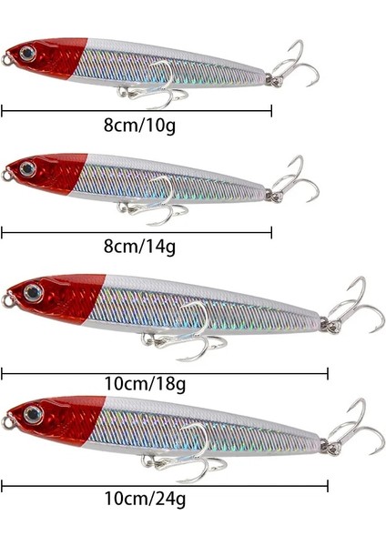 JL-535-6 Stili 100MM-18G Topwater Kalem Balıkçılık Cazibesi mm G Yüzen Batan Levrek Yemler Yapay Sert Yem Pesca Olta Takımı (Yurt Dışından)