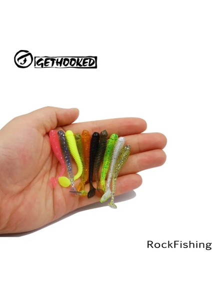 Açık Kahverengi Tarzı Gethooked Lot Wobblers Fishing Soft Lures Rubber Soft Baits G T-Tail Soft Worm Artificial Baits Bass Silicone Fish (Yurt Dışından) fiyatları